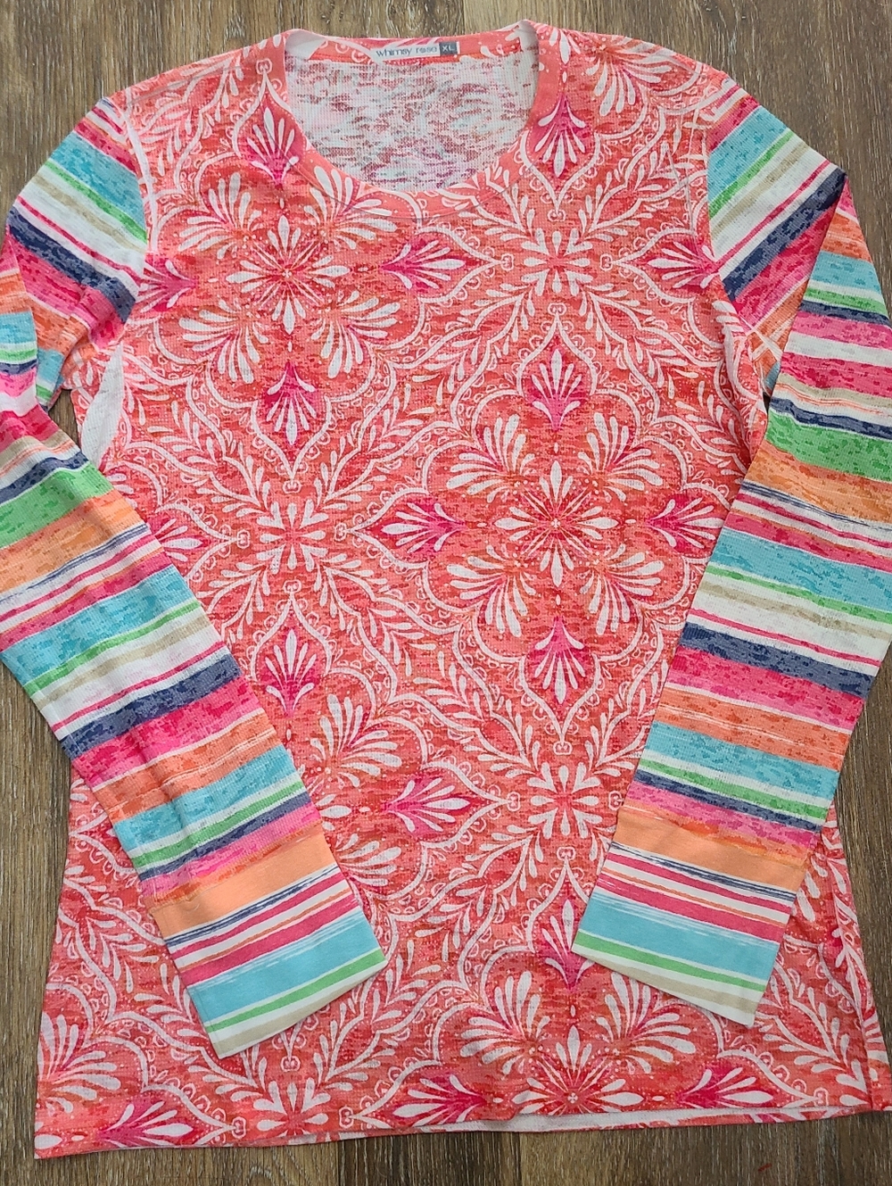 Whimsy Rose Paisley and Floral Baby Waffle Top Women's Size XL